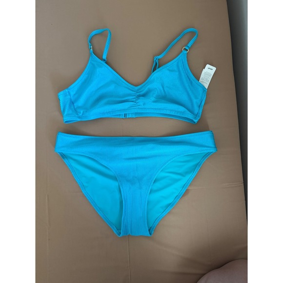 NWT‎ Aerie Ribbed Bikini Set Blue XL - Picture 1 of 3